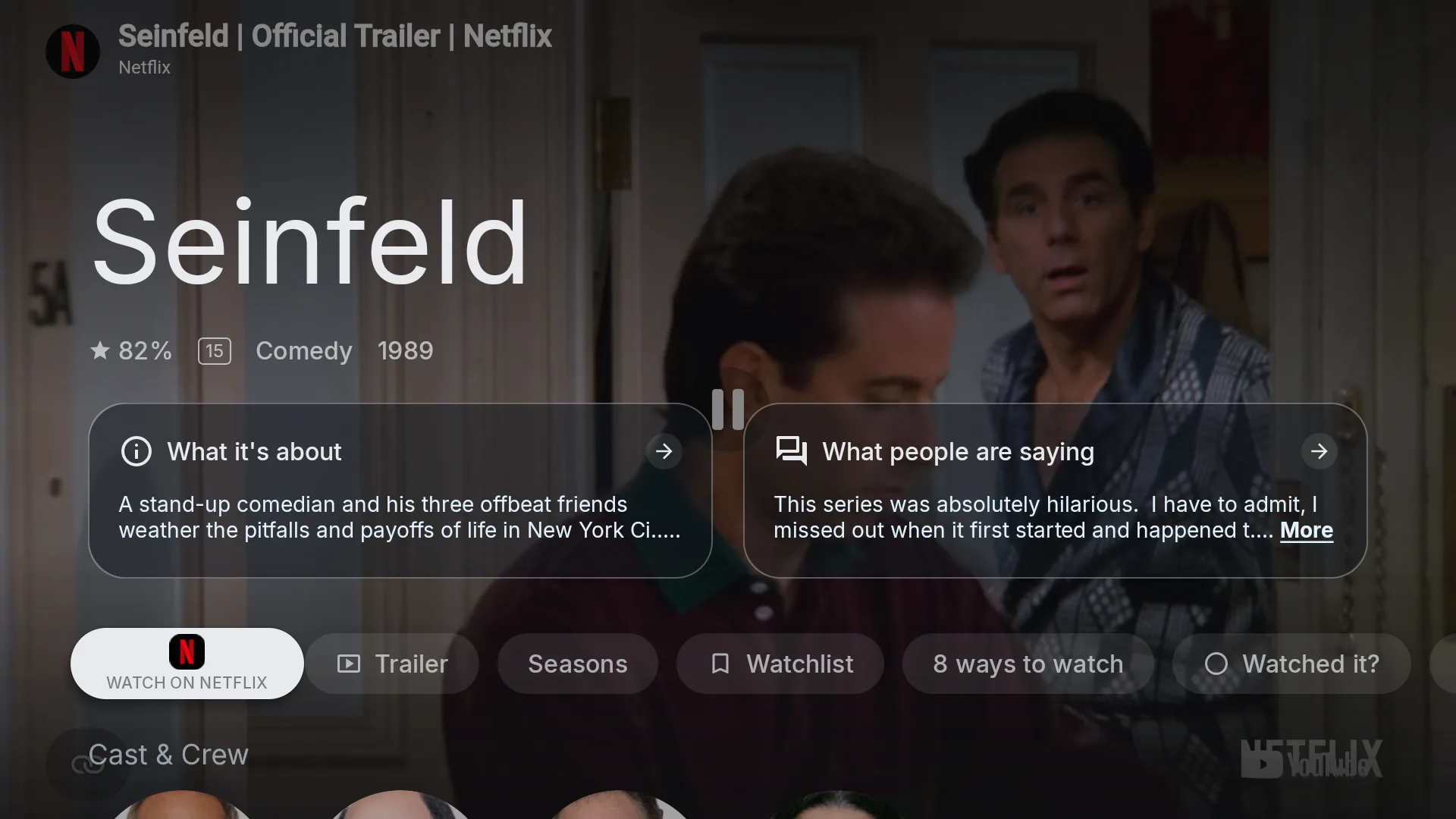 A title page with Watch on Netflix and 8 ways to watch